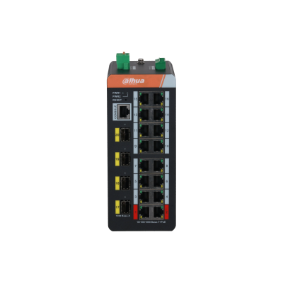 20-port Gigabit industrial managed switch with 16 PoE ports + 4 SFP (fiber) ports #1582